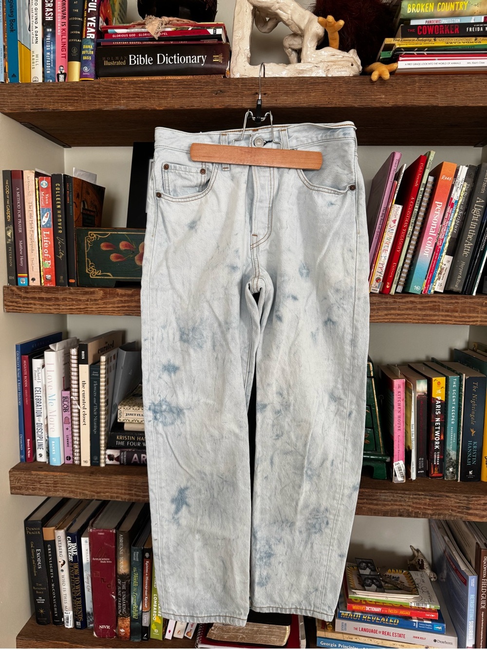 Levi's Women's Light Tie-Dye Ankle Jeans - White & Blue